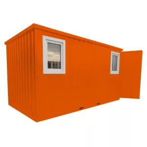 4 X 2 FOCO CONTAINER EINZELTÜR LANGE SEITE FENSTER GELBORANGE RAL 2000