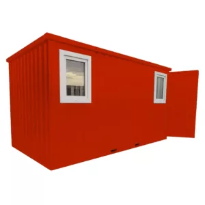 4 X 2 FOCO CONTAINER EINZELTÜR KURZE SEITE FENSTER VERKEHRSROT RAL 3020