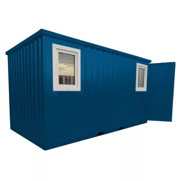 4 X 2 FOCO CONTAINER EINZELTÜR KURZE SEITE FENSTER ENZIANBLAU RAL 5010
