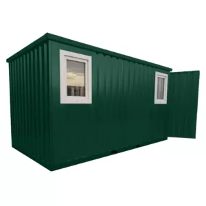 4 X 2 FOCO CONTAINER EINZELTÜR KURZE SEITE FENSTER GRÜN RAL 6005