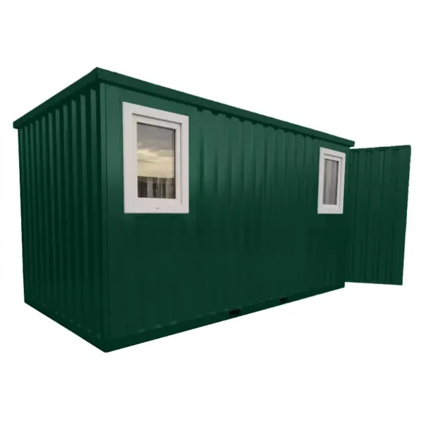 4 X 2 FOCO CONTAINER EINZELTÜR LANGE SEITE FENSTER GRÜN RAL 6005