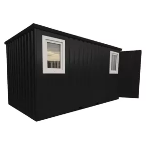 4 X 2 FOCO CONTAINER EINZELTÜR KURZE SEITE FENSTER SCHWARZ RAL 9005