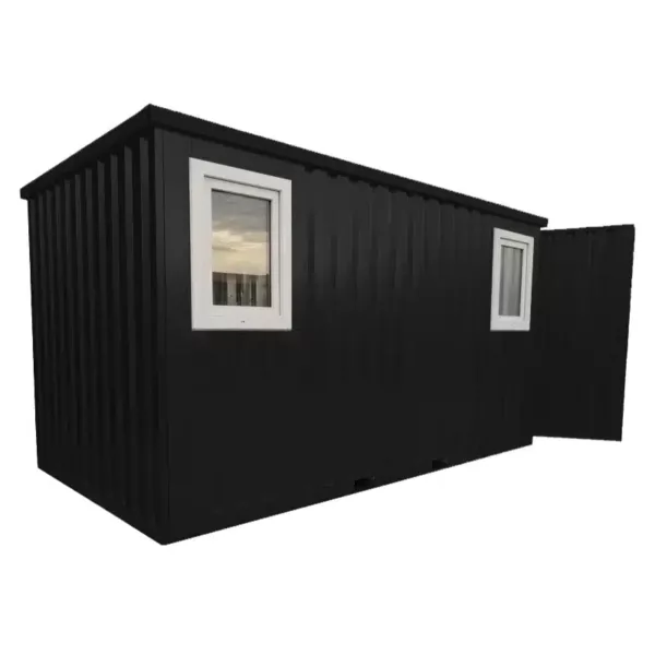 4 X 2 FOCO CONTAINER EINZELTÜR KURZE SEITE FENSTER SCHWARZ RAL 9005