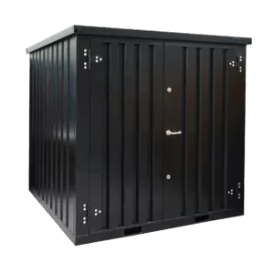 2 X 2 FOCO LAGERCONTAINER DOPPELTÜR KURZE SEITE SCHWARZ RAL 9005