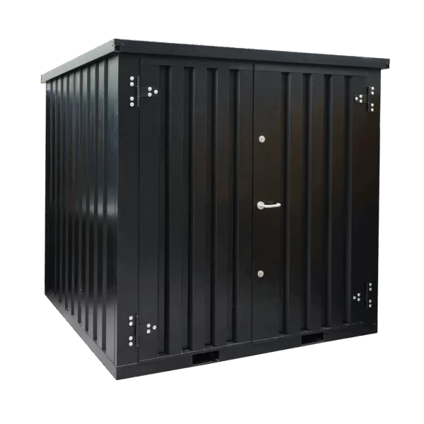 2 X 2 FOCO LAGERCONTAINER DOPPELTÜR KURZE SEITE SCHWARZ RAL 9005
