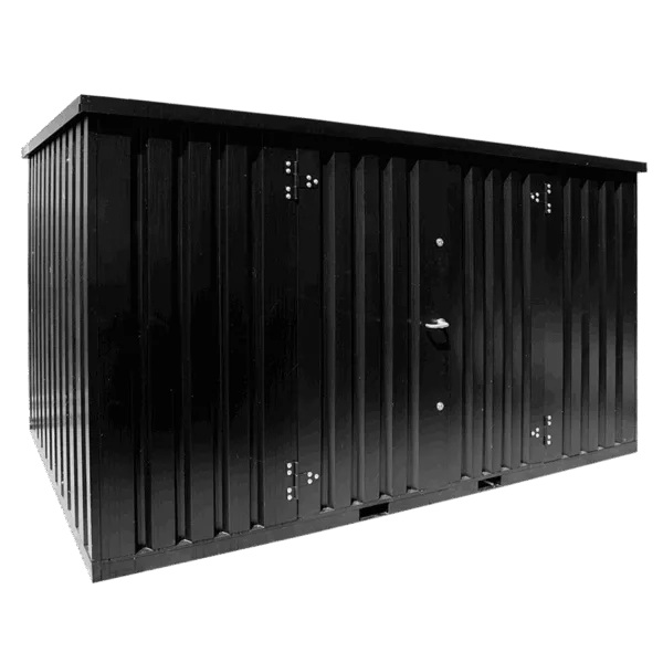 4 X 2 FOCO LAGERCONTAINER DOPPELTÜR LANGE SEITE SCHWARZ RAL 9005