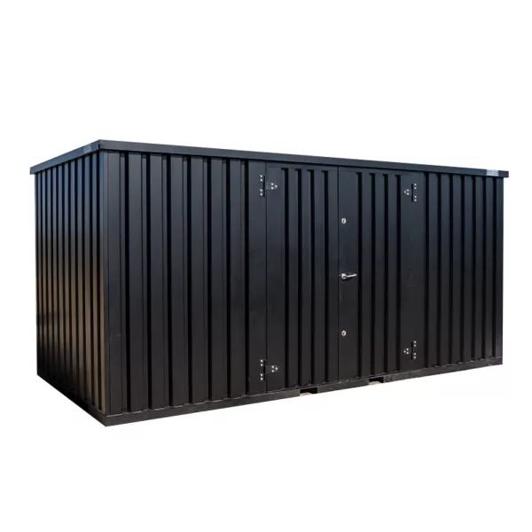 5 X 2 FOCO LAGERCONTAINER DOPPELTÜR LANGE SEITE SCHWARZ RAL 9005